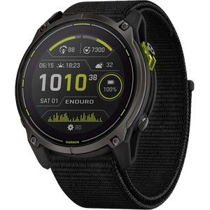smartwatch Garmin Enduro 3 Carbon Grey DLC titanium - color black UltraFit Nylon Strap support - two years warranty official importer